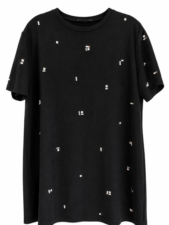 Zara Dresses & Skirts - Zara Black Short Sleeve Embellished Tee